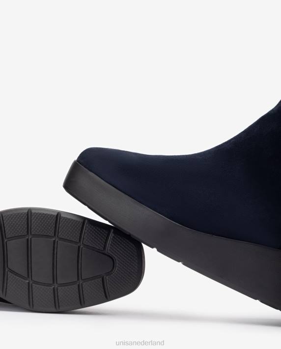 Unisa 02B0895 enkellaarsje met ritssluiting aan de achterkant vrouwen blauw