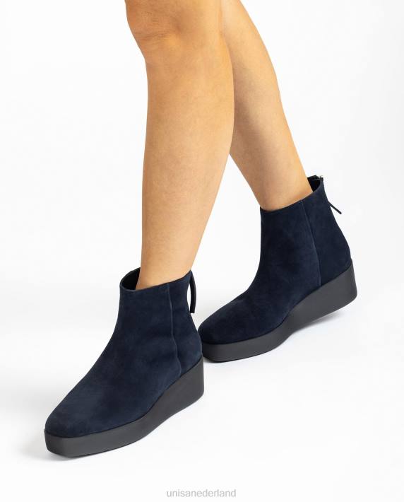 Unisa 02B0895 enkellaarsje met ritssluiting aan de achterkant vrouwen blauw