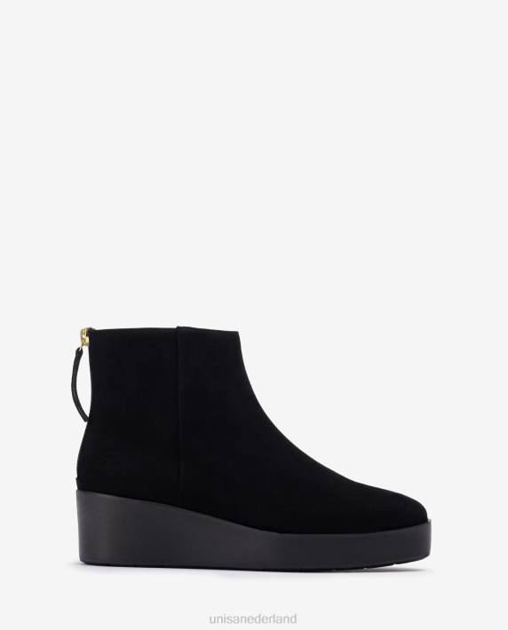 Unisa 02B0896 enkellaarsje met ritssluiting aan de achterkant vrouwen zwart