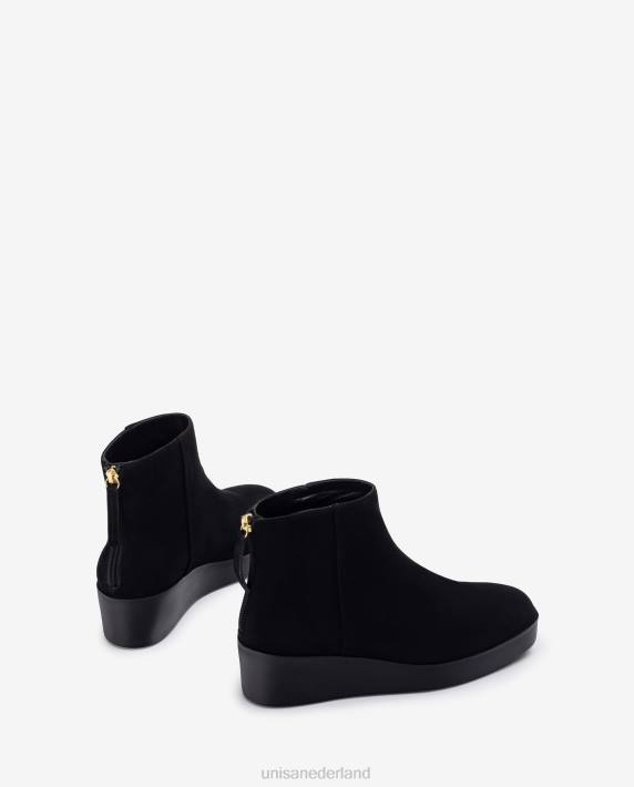 Unisa 02B0896 enkellaarsje met ritssluiting aan de achterkant vrouwen zwart