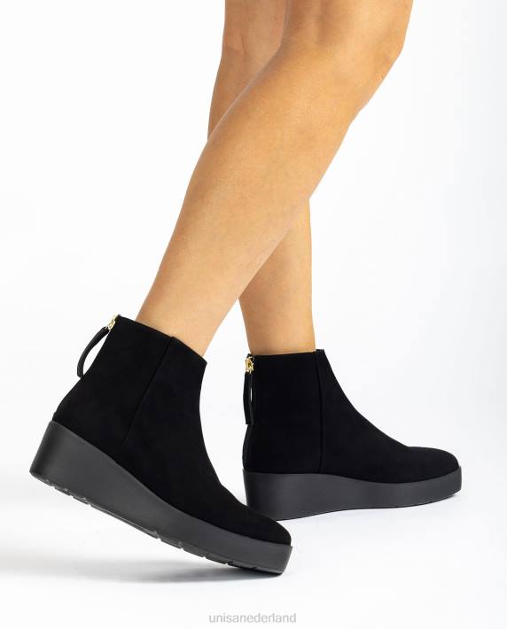 Unisa 02B0896 enkellaarsje met ritssluiting aan de achterkant vrouwen zwart