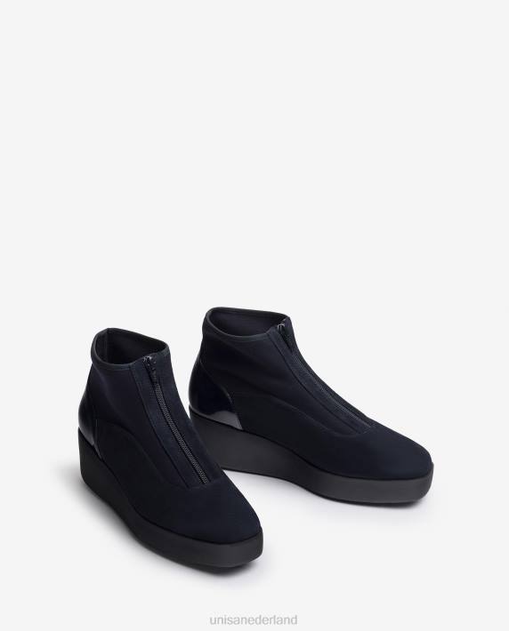 Unisa 02B0898 superlichte enkellaars met ritssluiting vrouwen blauw