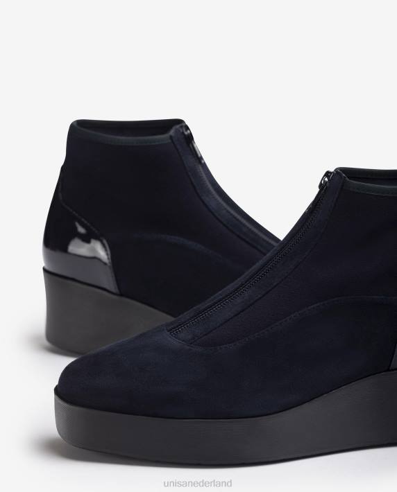 Unisa 02B0898 superlichte enkellaars met ritssluiting vrouwen blauw