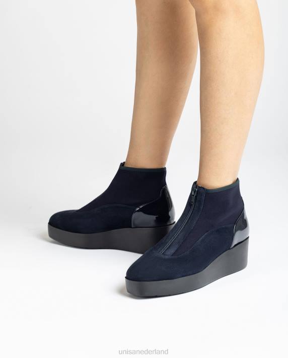 Unisa 02B0898 superlichte enkellaars met ritssluiting vrouwen blauw