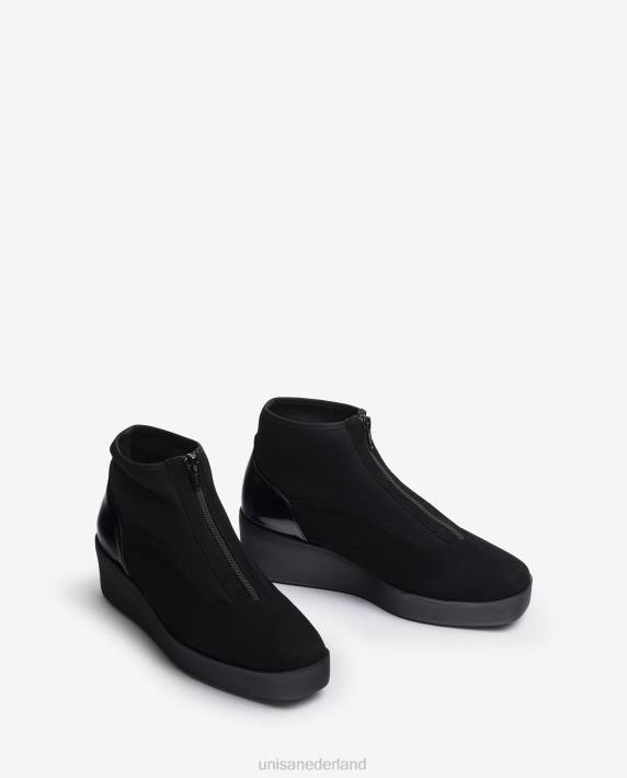 Unisa 02B0899 superlichte enkellaars met ritssluiting vrouwen zwart