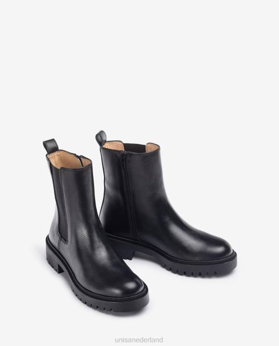 Unisa 02B0910 leren enkellaarsjes met zijelastiek en ritssluiting vrouwen mode