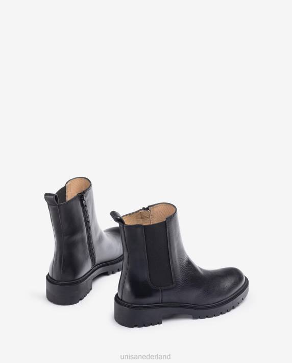 Unisa 02B0910 leren enkellaarsjes met zijelastiek en ritssluiting vrouwen mode