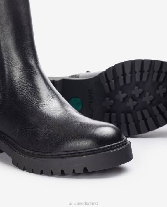 Unisa 02B0910 leren enkellaarsjes met zijelastiek en ritssluiting vrouwen mode