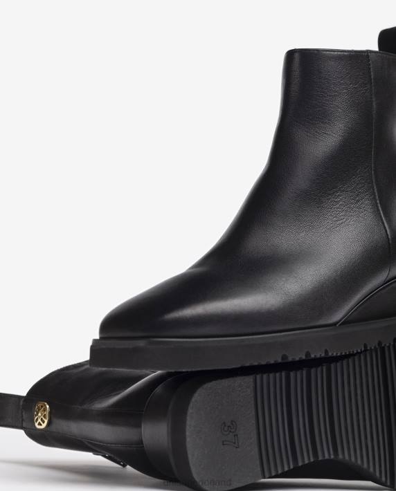 Unisa 02B0911 leren enkellaars met sleehak vrouwen zwart