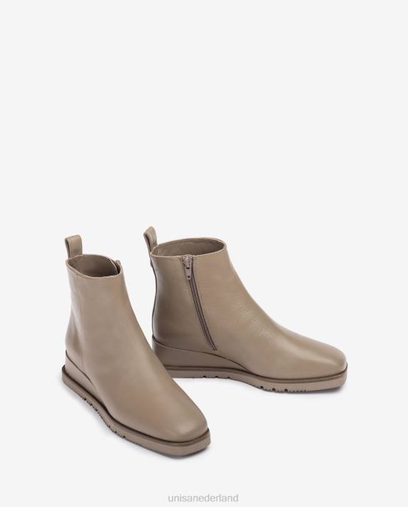 Unisa 02B0912 leren enkellaars met sleehak vrouwen bruin