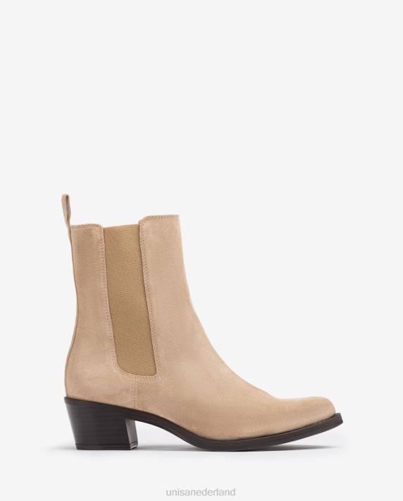 Unisa 02B0915 suède cowboylaars met inzetstukken vrouwen beige