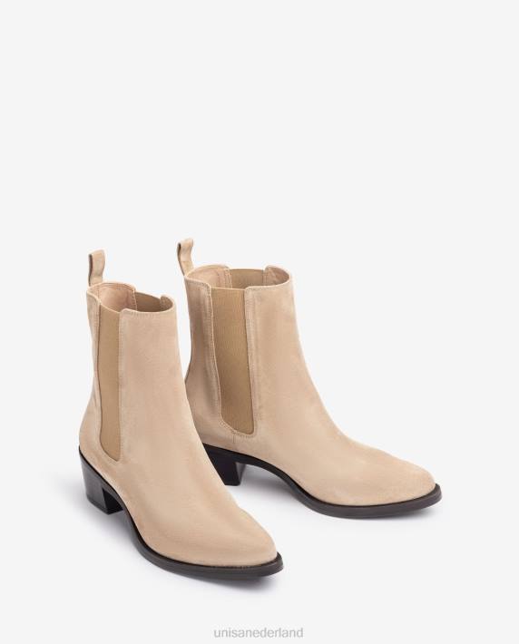 Unisa 02B0915 suède cowboylaars met inzetstukken vrouwen beige