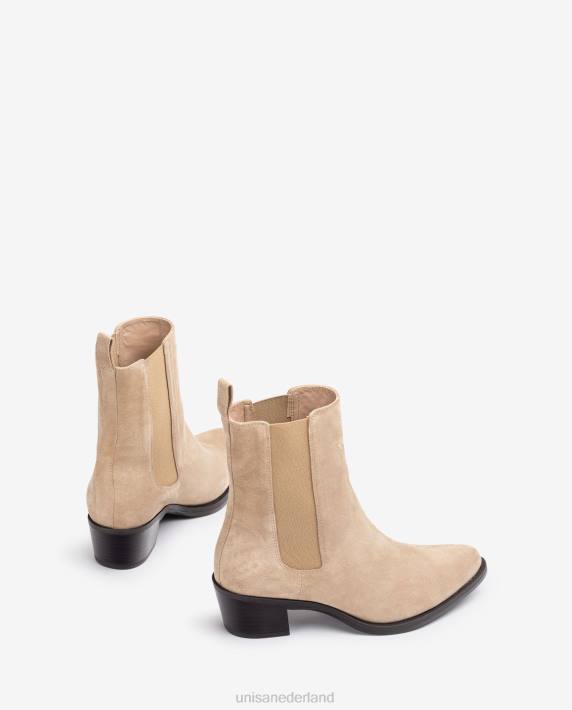 Unisa 02B0915 suède cowboylaars met inzetstukken vrouwen beige