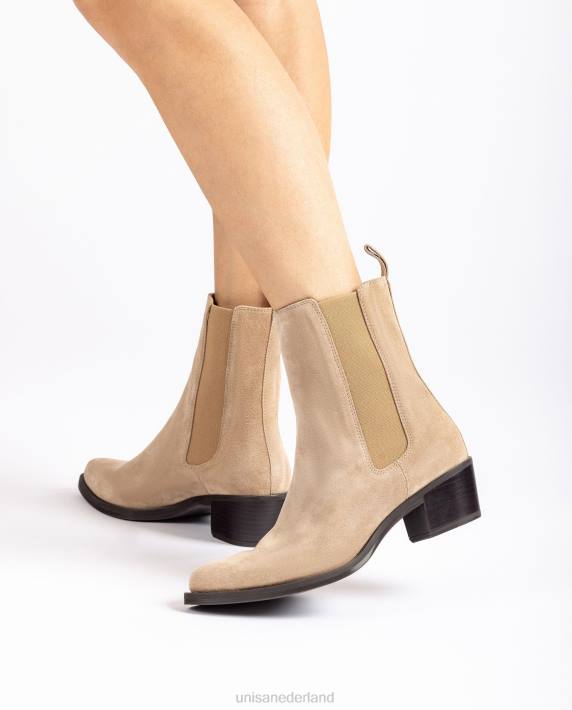Unisa 02B0915 suède cowboylaars met inzetstukken vrouwen beige