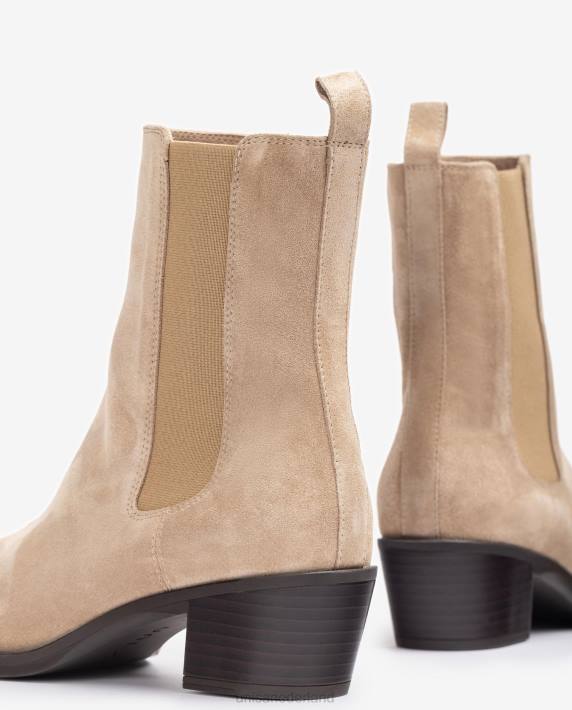 Unisa 02B0915 suède cowboylaars met inzetstukken vrouwen beige