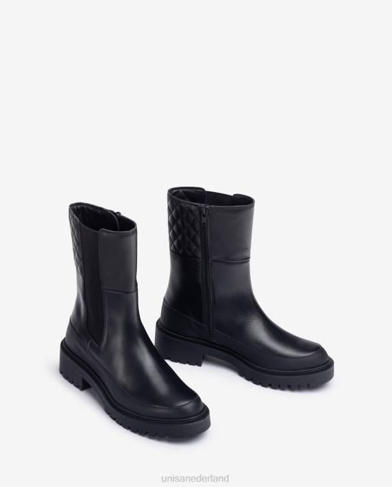 Unisa 02B0916 enkellaarsje met kruisje en een trackzool vrouwen zwart