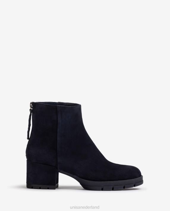 Unisa 02B0922 leren enkellaarsjes met ritssluiting vrouwen blauw