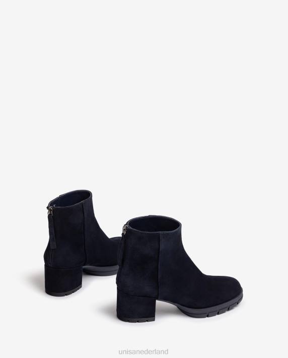 Unisa 02B0922 leren enkellaarsjes met ritssluiting vrouwen blauw