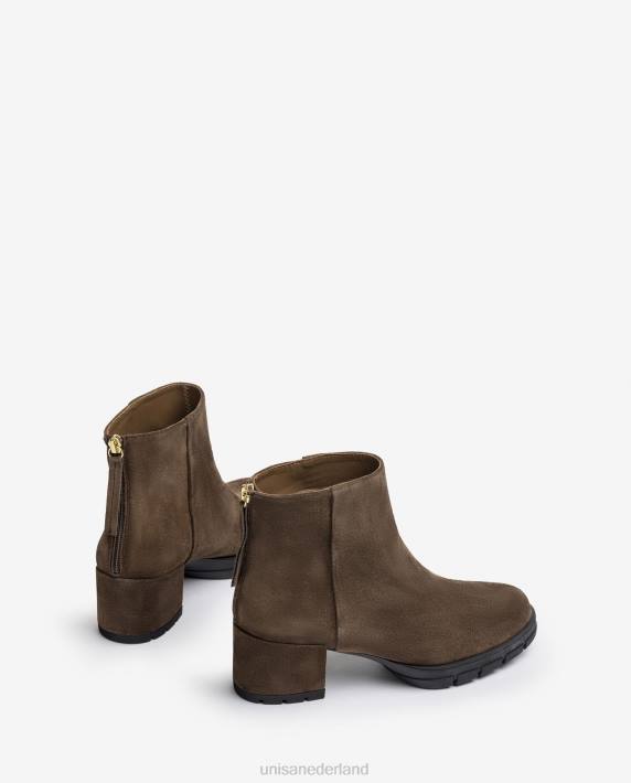 Unisa 02B0923 leren enkellaarsjes met ritssluiting vrouwen bruin