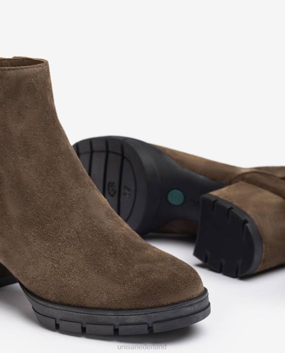 Unisa 02B0923 leren enkellaarsjes met ritssluiting vrouwen bruin