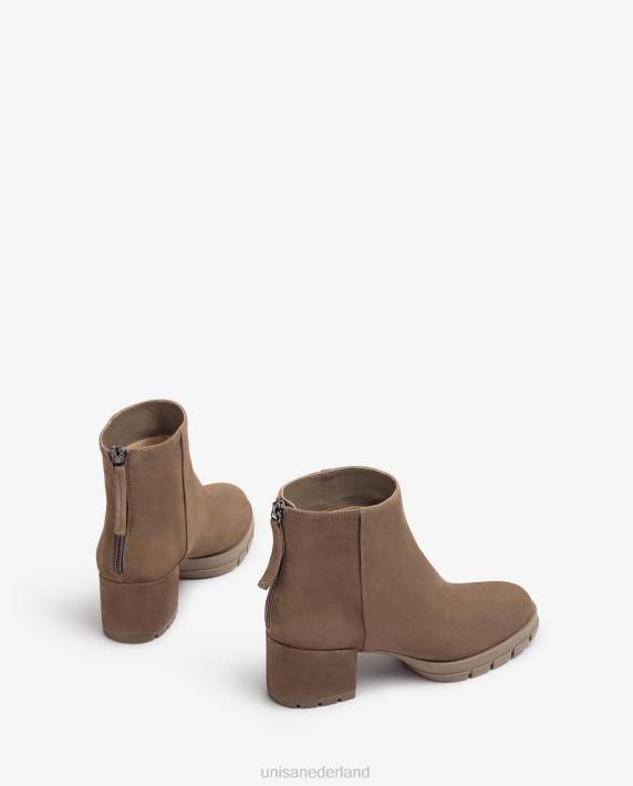 Unisa 02B0924 leren enkellaarsjes met ritssluiting vrouwen bruin