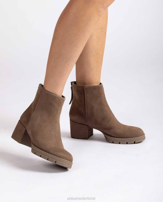 Unisa 02B0924 leren enkellaarsjes met ritssluiting vrouwen bruin