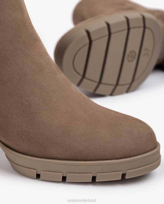 Unisa 02B0924 leren enkellaarsjes met ritssluiting vrouwen bruin