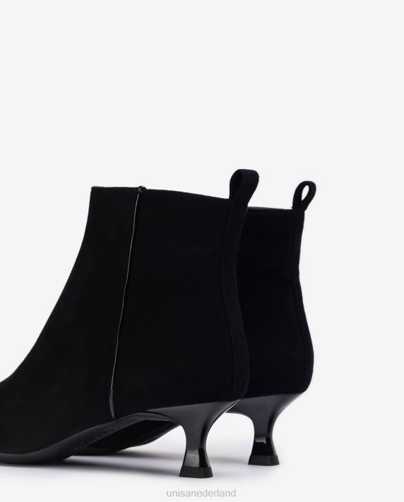 Unisa 02B0928 Enkellaars met spitse neus en geverfde hak vrouwen zwart