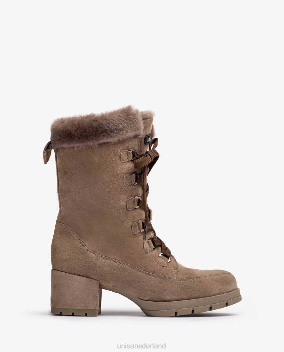 Unisa 02B0932 suède enkellaarsjes met halfhoge hak en veters kinderen mode