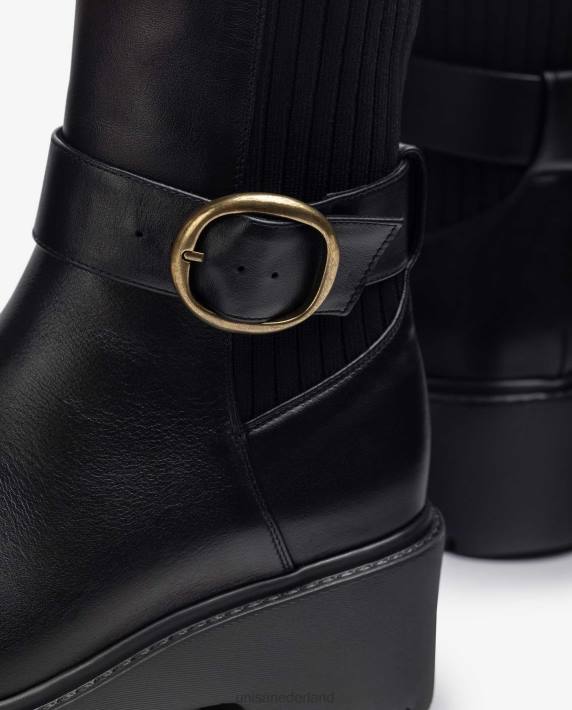 Unisa 02B0933 leren enkellaarzen met rugelastiek en gespriem vrouwen mode