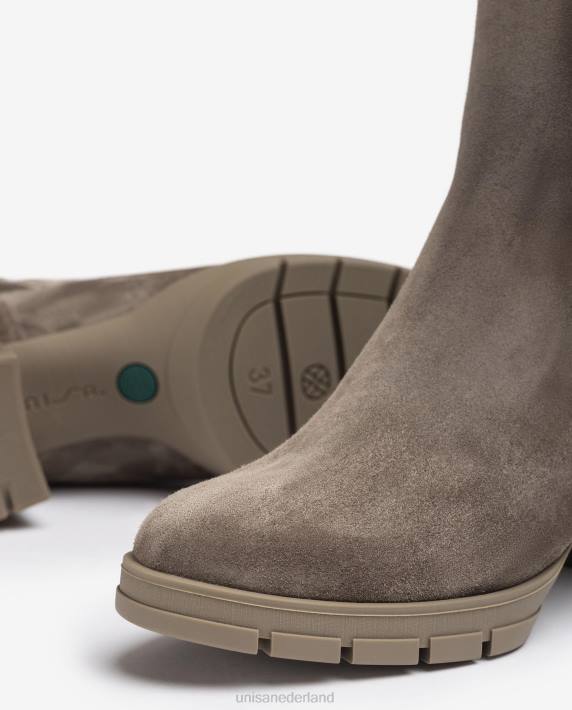 Unisa 02B0938 suède enkellaars met een geribbelde sok kinderen bruin