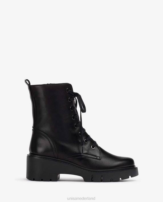 Unisa 02B0942 Leren enkellaarzen in militaire stijl vrouwen bevallig