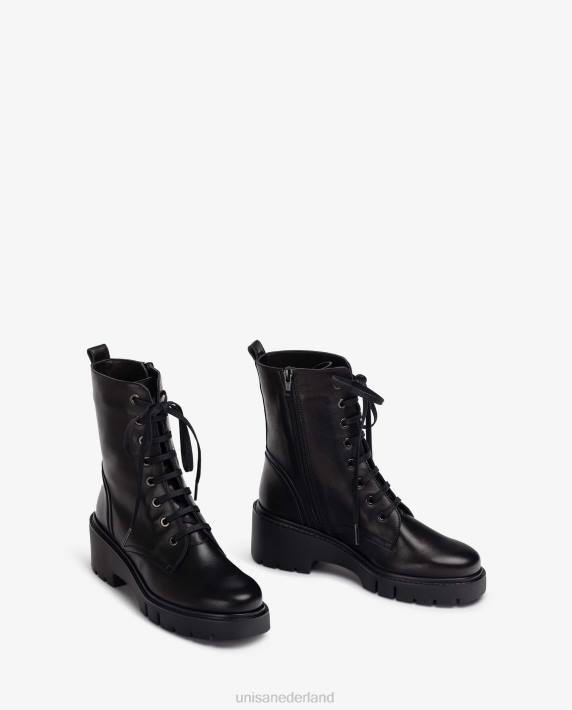 Unisa 02B0942 Leren enkellaarzen in militaire stijl vrouwen bevallig