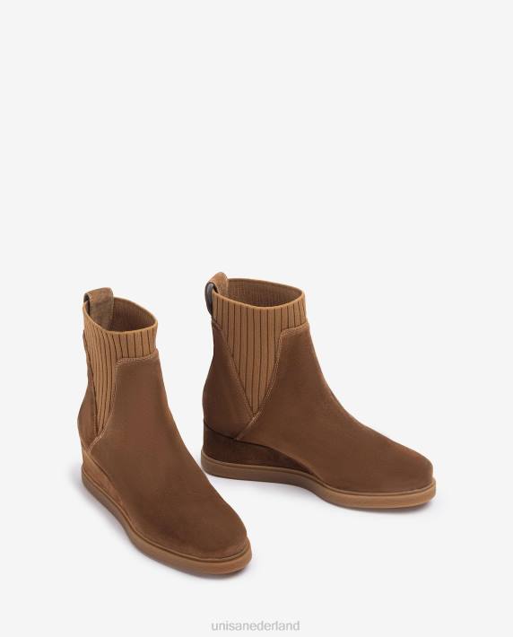 Unisa 02B0944 suède enkellaarzen met sleehak kinderen bruin