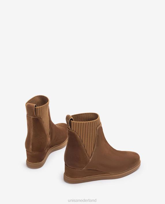 Unisa 02B0944 suède enkellaarzen met sleehak kinderen bruin