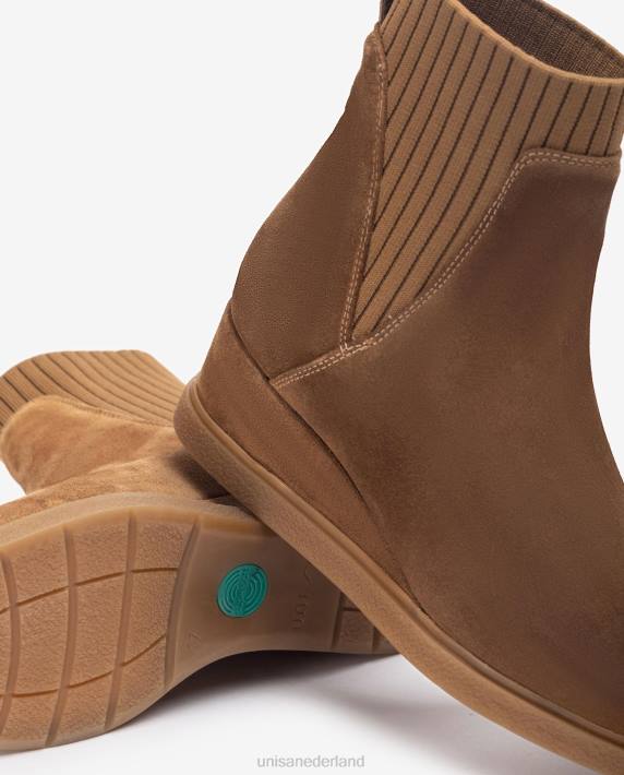 Unisa 02B0944 suède enkellaarzen met sleehak kinderen bruin