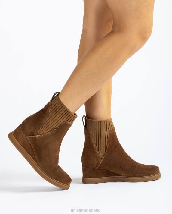 Unisa 02B0944 suède enkellaarzen met sleehak kinderen bruin