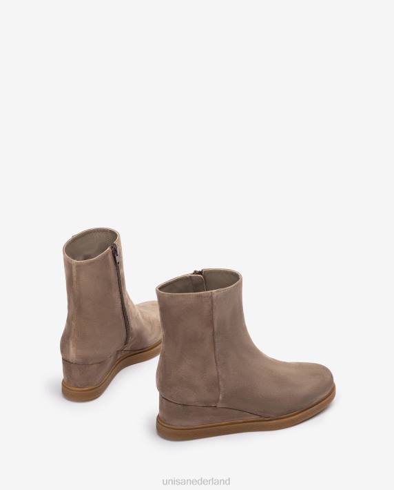 Unisa 02B0948 suède enkellaars met rits aan de binnenkant kinderen bruin