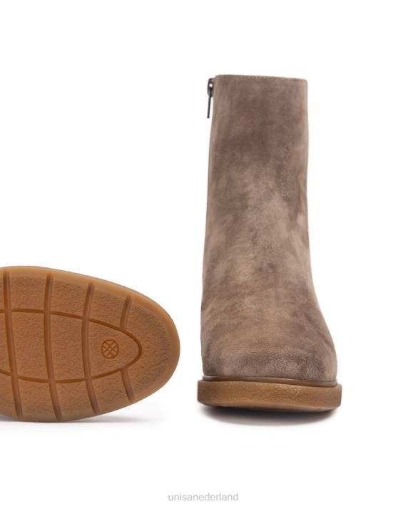 Unisa 02B0948 suède enkellaars met rits aan de binnenkant kinderen bruin