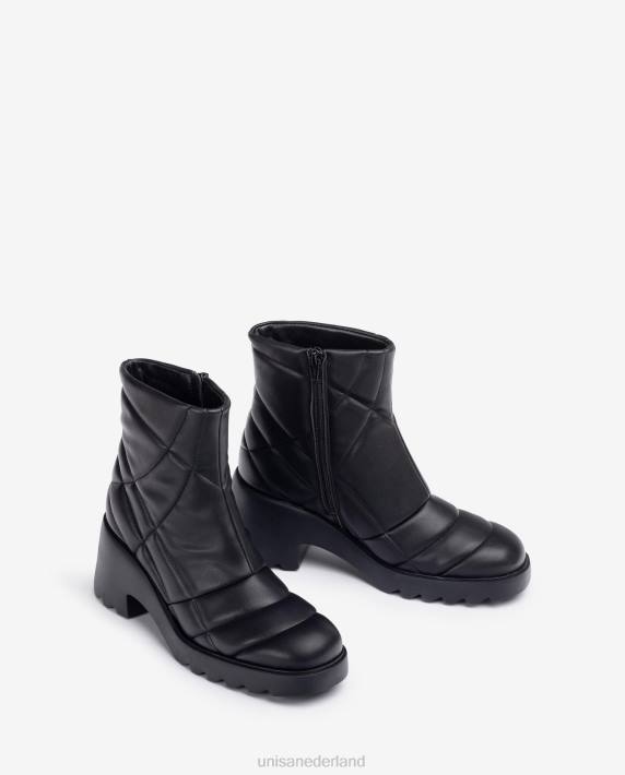 Unisa 02B0959 superlichte gewatteerde enkellaars vrouwen zwart