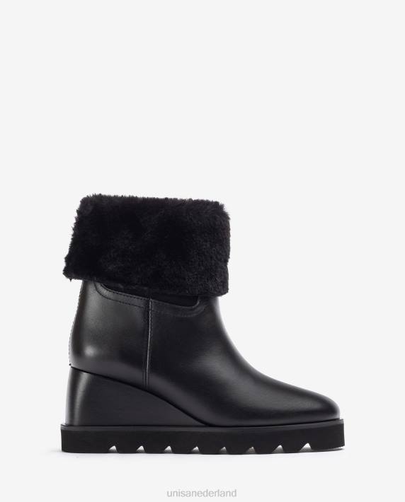 Unisa 02B0962 enkellaarsje met sleehak en warme voering vrouwen zwart