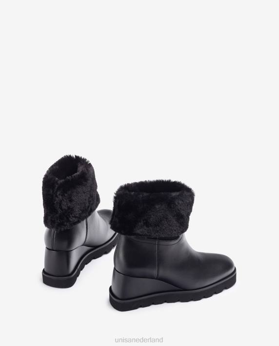 Unisa 02B0962 enkellaarsje met sleehak en warme voering vrouwen zwart