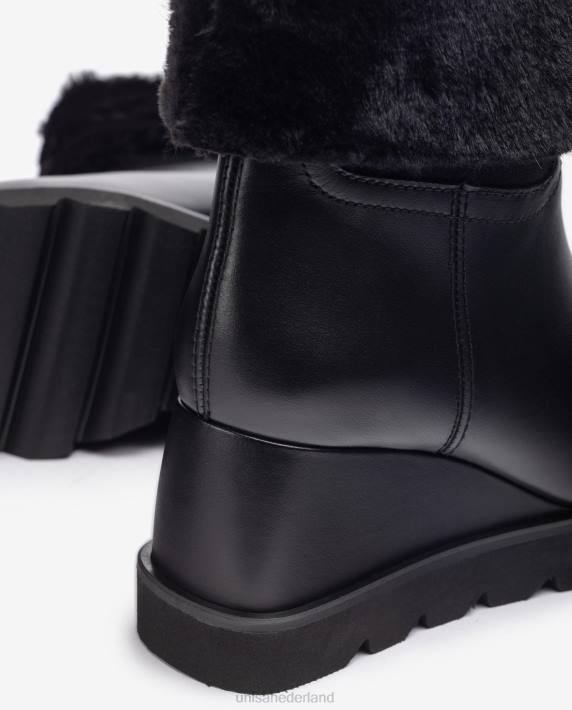 Unisa 02B0962 enkellaarsje met sleehak en warme voering vrouwen zwart