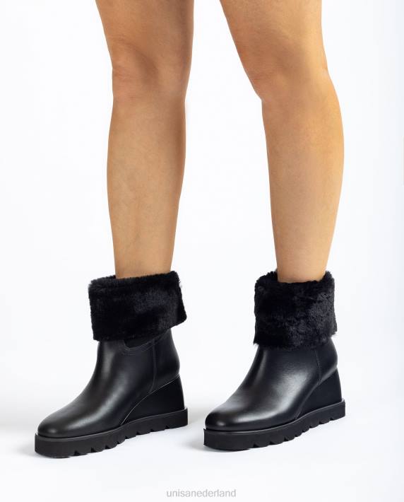 Unisa 02B0962 enkellaarsje met sleehak en warme voering vrouwen zwart