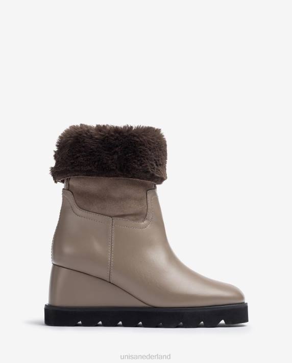 Unisa 02B0963 enkellaarsje met sleehak en warme voering vrouwen bruin