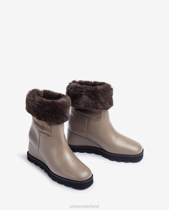 Unisa 02B0963 enkellaarsje met sleehak en warme voering vrouwen bruin