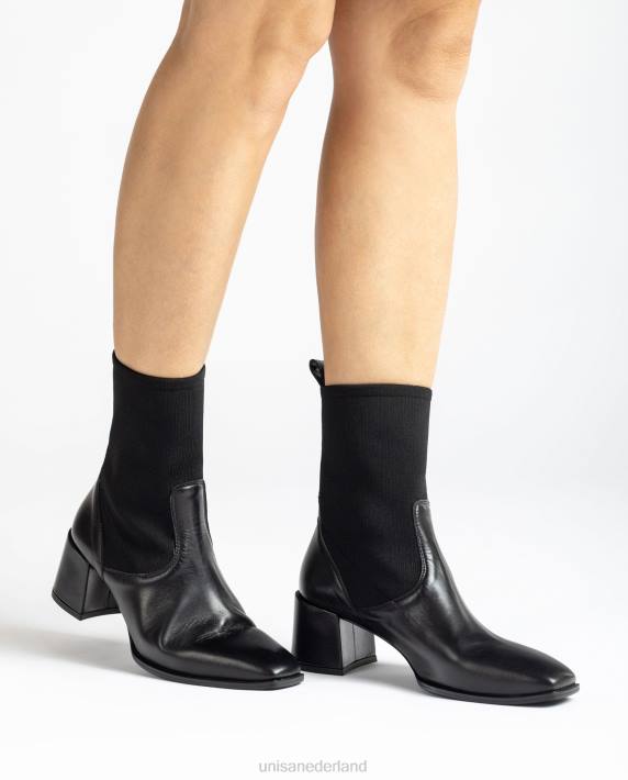 Unisa 02B0966 Enkellaars met vierkante neus en stretchstof vrouwen bevallig