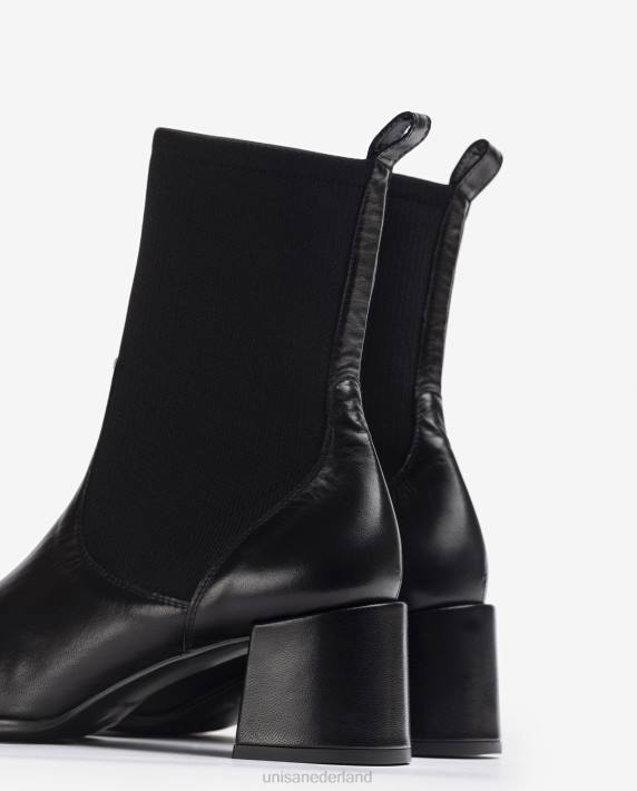 Unisa 02B0966 Enkellaars met vierkante neus en stretchstof vrouwen bevallig