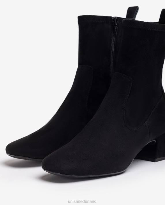 Unisa 02B0969 enkellaars met vierkante neus vrouwen zwart