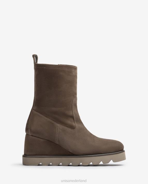 Unisa 02B0974 enkellaarsje met rubberen zool vrouwen bruin